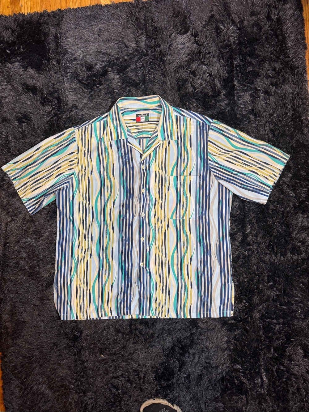 Vintage Wavy Striped Button Up Shirt